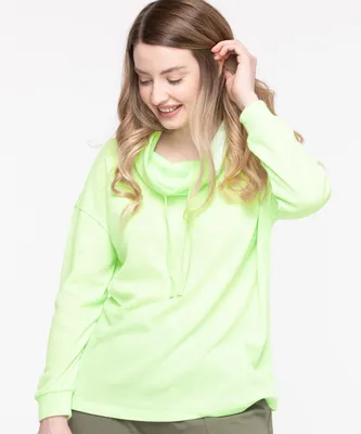 Cowl Neck Waffle Knit Top
