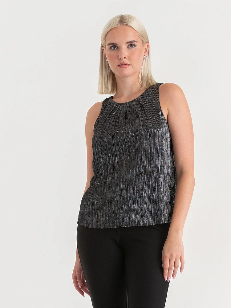 Pleat Neck Tinsel Tank Top