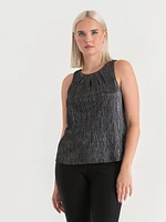 Pleat Neck Tinsel Tank Top