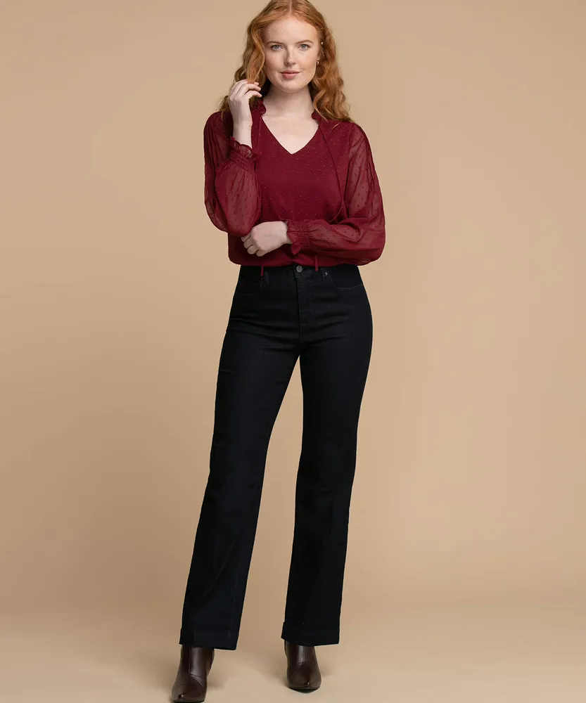Swiss Dot Tie Neck Top
