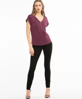Eco-Friendly V-Neck Zipper Top