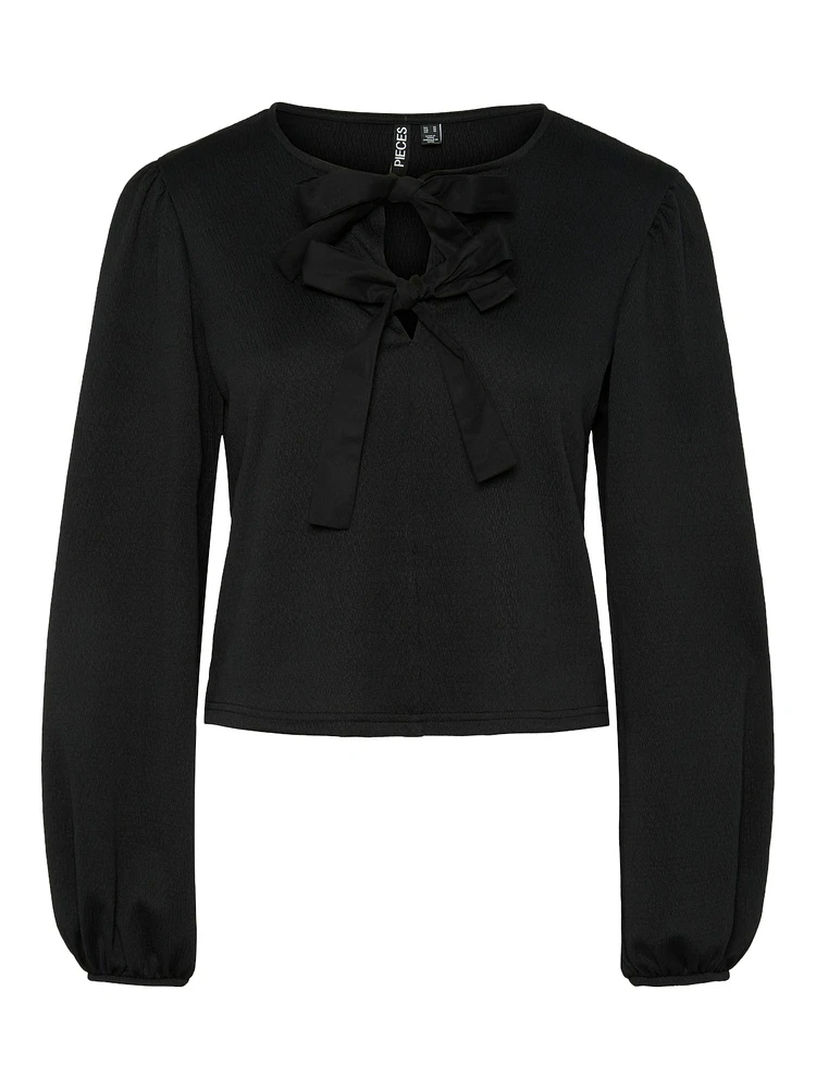 Abine Long Sleeve Round Neck Tie Top