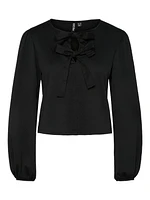 Abine Long Sleeve Round Neck Tie Top