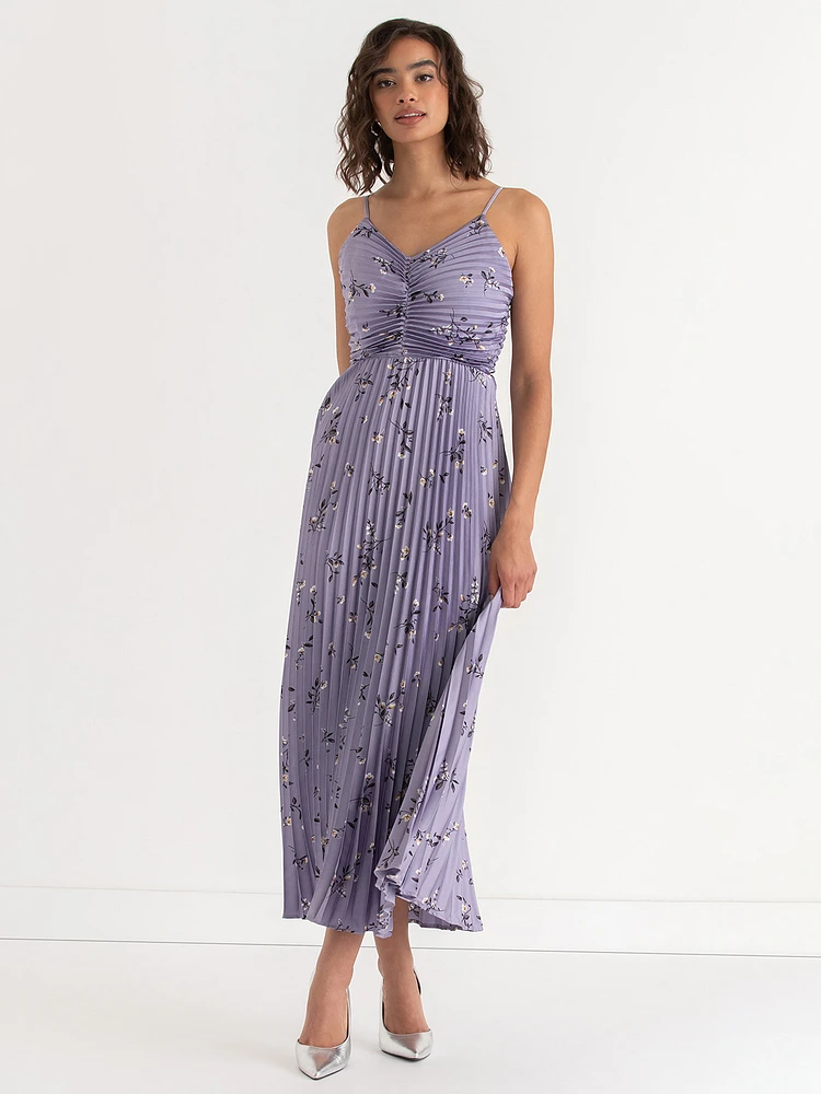 Strappy Pleated Maxi Dress