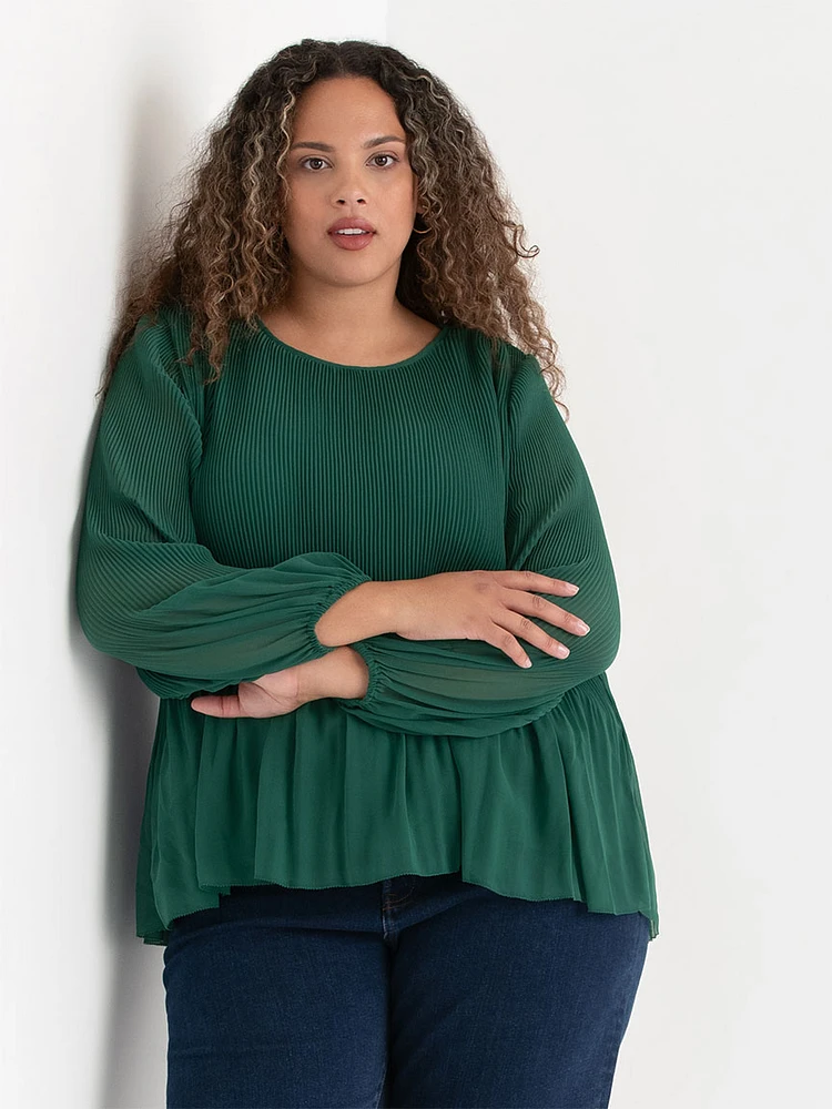 Long Sleeve Release Pleat Blouse