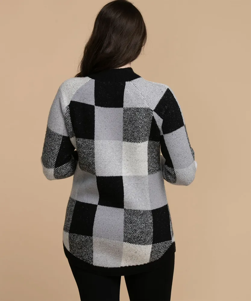 Buffalo Check Mock Neck Sweater