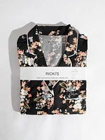 Short Sleeve Button Down Shirt with Crop Pant Sleep Set