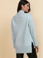 Wool-Blend Mock Neck Tunic Sweater