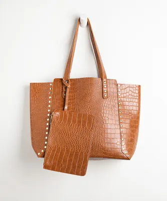 Gold Stud Croc Tote
