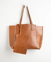 Gold Stud Croc Tote