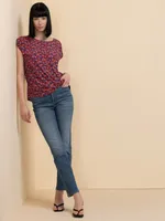 Short Sleeve Twist Front Print Blouse by Ripe