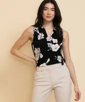 Sleeveless Split V-Neck with Tassel Strings