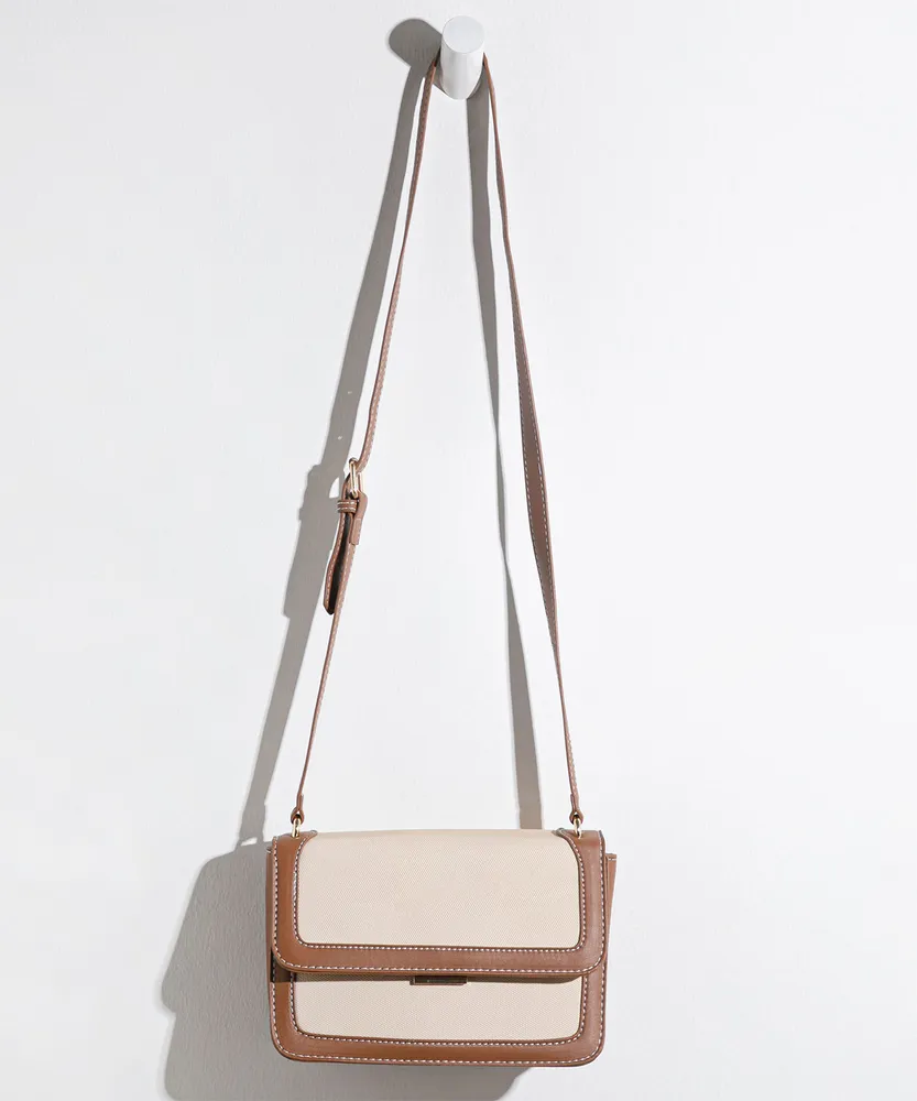 Neutral Canvas Cross Body Bag