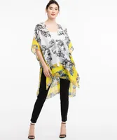 Yellow Border Ruana