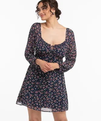 Luxology Long Sleeve Tie Neck Dress