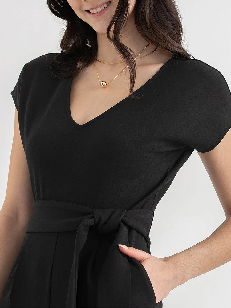Venus Wide Crop Jumpsuit Iconic Crepe