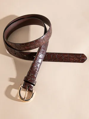 Brown Faux Crocodile Belt