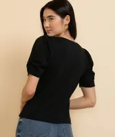 Puffed Sleeve V-Neck Tee