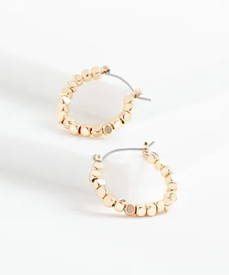 Gold Beaded Hoop Earring