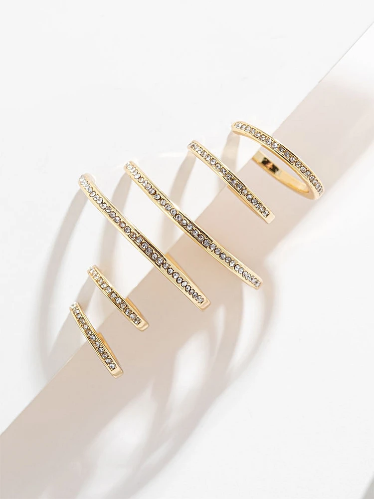 Pave Gold Hoop Earring Trio