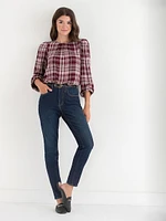 Long Sleeve Plaid Blouse