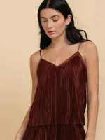 Strappy V-Neck Plisse Top