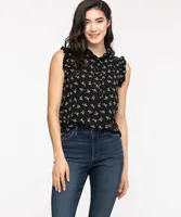 Eco-Friendly Mock Neck Ruffled Henley Blouse