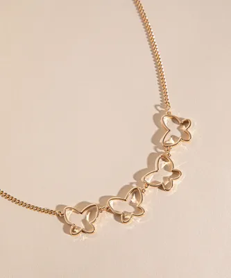 Short Necklace with Outline Butterflies