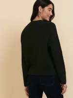 Relaxed Rib Trim V-Neck Sweater
