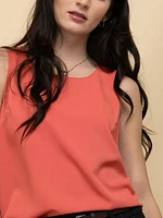 Lydia Sleeveless Scoop Neck Button-Back Blouse