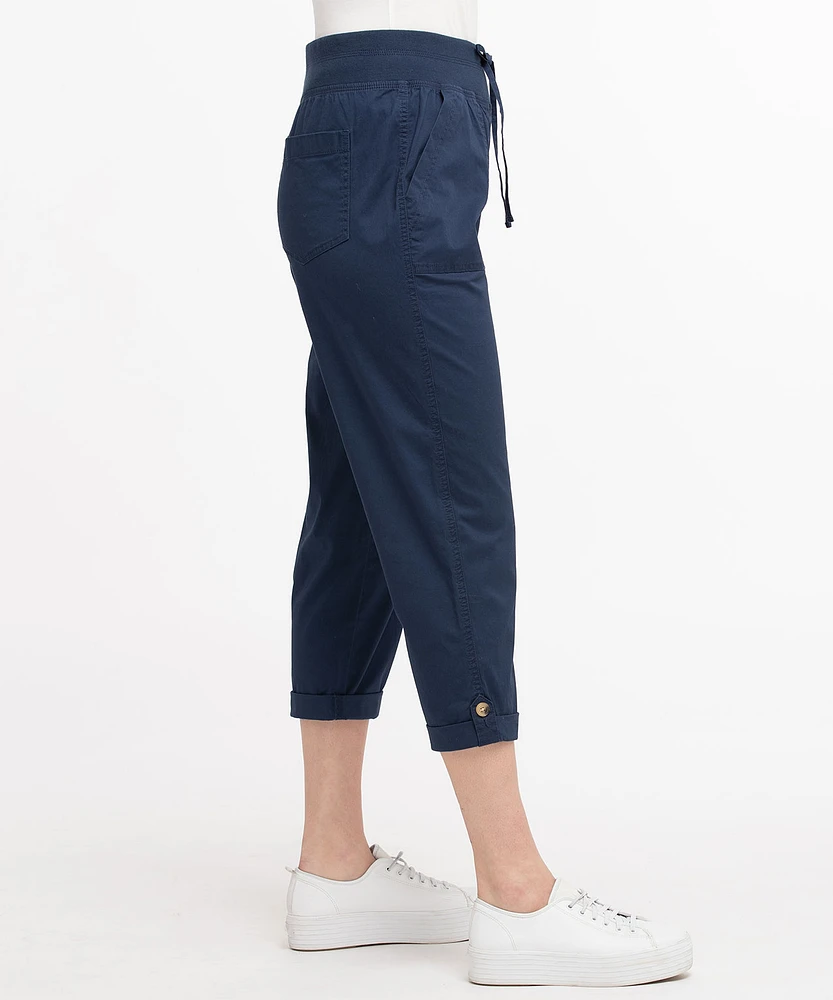 Poplin Drawstring Capri Pant
