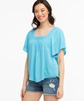Square Neck Capelet Blouse