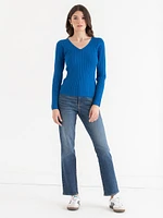 V-Neck Ribbed Sweater