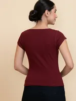 Fitted Scoop-Neck Cap Sleeve Top