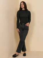 Lettuce Trim Mock Neck Top
