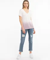 V-Neck Dip-Dye Tee Elderberry Ombre