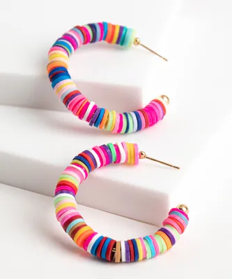 Colourful Disk Hoop Earring
