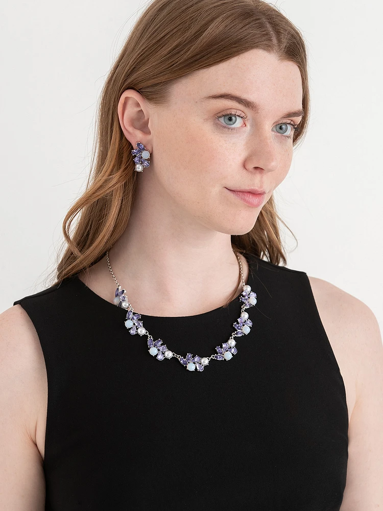 Chunky Pearl and Crystal Statement Necklace
