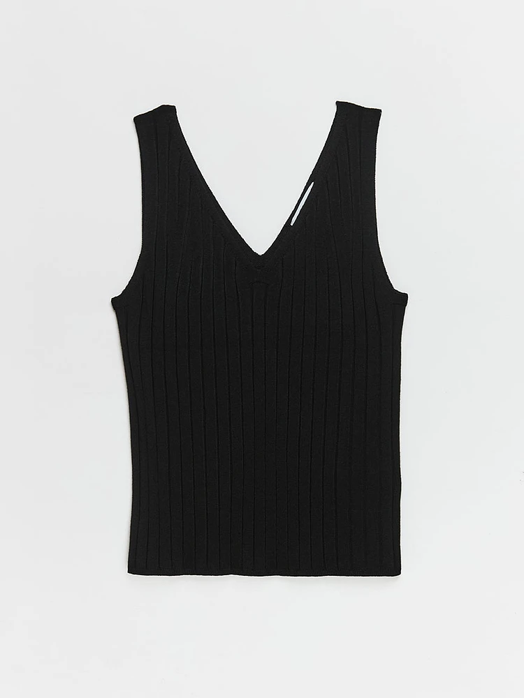 Ribbed V-Neck Tank Top