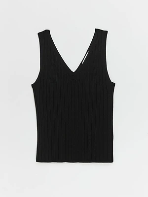Ribbed V-Neck Tank Top
