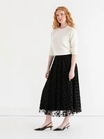 Flocked Dot Skirt