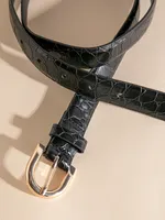 Black Faux Crocodile Belt