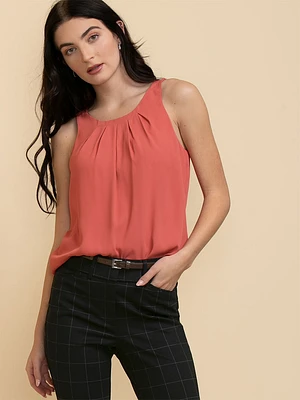 Paulina Pleat Neck Sleeveless Blouse