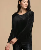 Velour Scoop Neck Sweatshirt