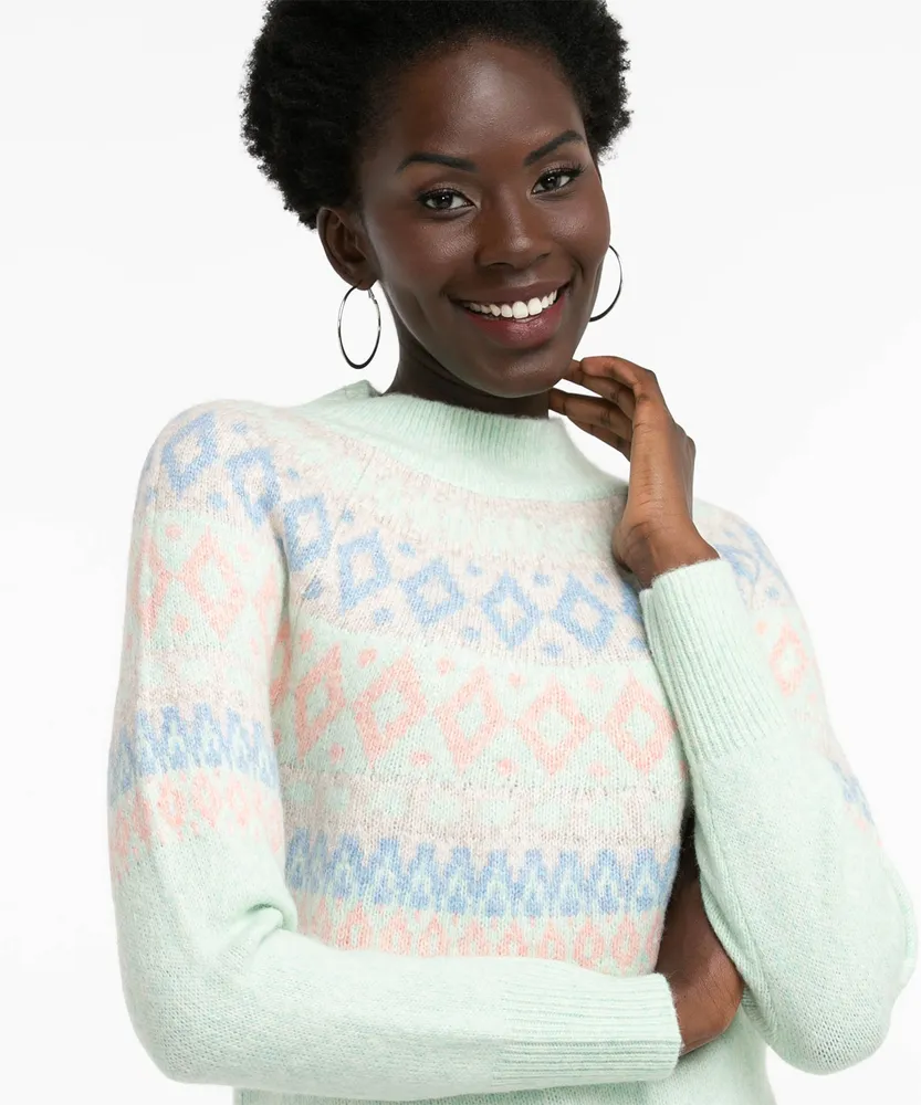 Mock Neck Fair Isle Sweater