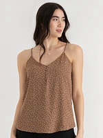 Sadie Strappy V-Neck Tank with Button