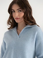 Open Collar Waffle Sweater