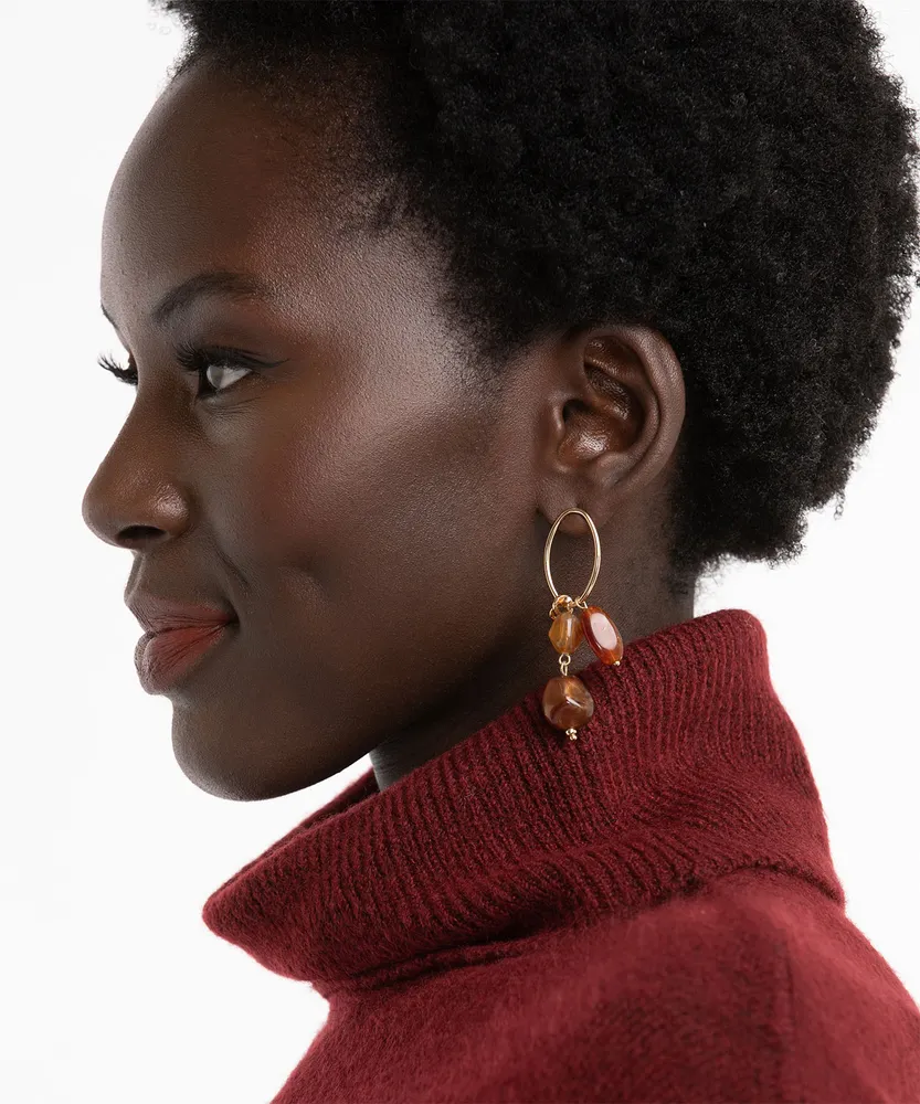 Stone Beaded Drop Down Earring