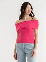 Off Shoulder Ribbed Top