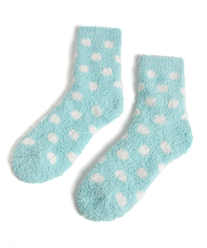 Aqua Plush Polka Dot Socks